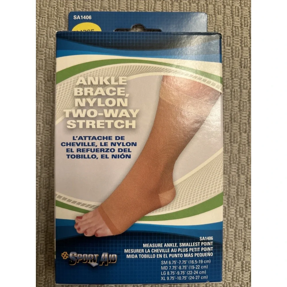 Sportaid Beige Ankle Support Pull-On for the Ankle SA1406 Large New
